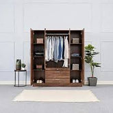 Trueliving 3 cabinet Open Brown wardrobe in Laminates Finish (1524MM X 609MM X 2438.4MM)